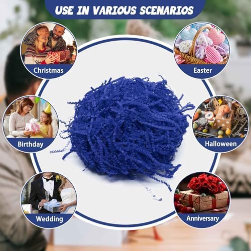 10LB Light Navy Blue Crinkle Cut Paper Shred Filler, Crinkle Paper Shreds - Image 6
