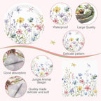 Pickmesh 250 Pcs Spring Floral Disposable Tableware Set Wildflower Butterfly Disposable Paper Plates Napkins and Cups for Baby Bridal Shower Birthday Wedding Baby in Bloom Garden Tea Party Supplies - Image 3