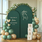 Hunter Green Arch Backdrop Cover 2 Set - 7.2FT, 6FT Spandex Fitted Wedding Arch Stand Covers Round Top Chiara Arch Backdrop Stands Cover for Birthday Parties Banquet Photo Background Decoration - Image 4