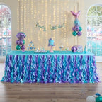leegleri 252Inch Long Mermaid Table Skirt, Tutu Table Skirt for Birthday Party, Baby Shower, Gender Reveal, Wedding Shower, Valentine’s Day, Prom by LeegleriTableSkirt