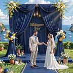 10 ft x 10 ft Wrinkle Free Navy Blue Backdrop Curtains Panels, 2 Panels 5ft x 10ft Sikly Polyester Photo Backdrop Drapes for Graduation Baby Shower Wedding Birthday Parties Photography Background - Image 6