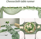 16 Pack Sage Green Cheesecloth Table Runner 20 x 120 inch Gauze Table Runners 10 FT Long,Semi Sheer Boho Cheese Cloth Fabric Table Runner Bulk for Wedding,Party,Baby Shower,Bridal Shower Decoration - Image 4