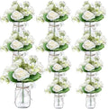 10 Sets Mason Jars Flower Table Centerpiece with White Rose - Ivory by Scawim