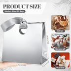 Feifeiya 30 Pcs Medium Silver Gift Bags with Ribbon Handle - Image 2