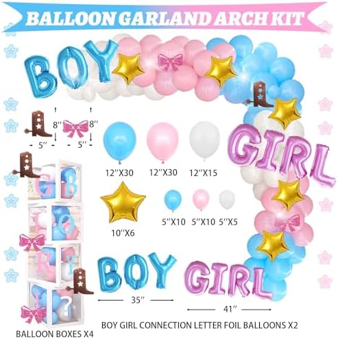 Hombae Boots or Bows Gender Reveal Decorations Kit, Cowboy or Cowgirl Gender Reveal Party Supplies with Balloons, Banner, Backdrop, Western Themed He or She Baby Shower Decor - Image 5