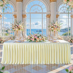 Champagne Satin Table Clothes for 8 Foot Rectangle Tables - 8FT Wrinkle Resistant Glitter Rectangle Tablecloths, Party Table Covers for Wedding Banquet, Baby Shower, Birthday, Holiday Dinner by WishCare