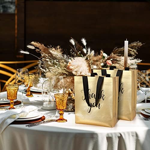 Fumete 50 Pcs Gold Glossy Thank You Gift Bag with Handles - Image 5