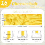 15 Pack Lemon Yellow Cheesecloth Table Runner 17 x 108 inch Cheese Cloth Table Runners 9ft Yellow Table Runner Rustic Romantic Sheer Gauze Runner for Wedding Party Baby Shower Table Decoration - Image 2