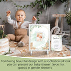 Kosiz Baby Shower Guest Book Frame, 60 Guests Wooden Hearts, Greenery - Image 6