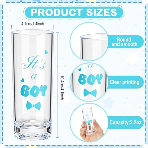 Sliner 50 Sets Baby Shower Favors for Guest It's a Boy Glass Gift Bulk - Image 3