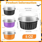 200 Pack Aluminum Cupcake Liners with Lids,Halloween,Plain - Image 4