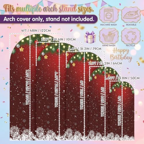 Modern Snowflake Pine Branch Strip Arch Backdrop Cover 7.2 ft 2 Sided Wedding Arch Covers Stretchy Backdrop Round Top for Birthday, Party, Baby Shower Decorations - Image 7