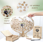 Heart Wedding Guest Book Alternative, Rustic Wooden Wedding Souvenirs with Heart Picture Frame, Heart Guest Book Drop Box, Personalized Decor Party Birthday - Image 5