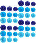 Blue Tissue Paper Pom Poms Party Decorations Easy to Hang by BEBEMOKO