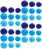 Blue Tissue Paper Pom Poms Party Decorations Easy to Hang by BEBEMOKO