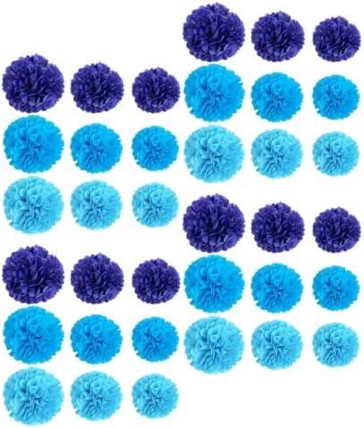 Blue Tissue Paper Pom Poms Party Decorations Easy to Hang by BEBEMOKO