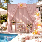 30ftx10ft Wrinkle Free Dusty Pink Backdrop Curtains for Parties, Silky Polyester Photo Backdrop Drapes 6 Panels 5x10ft Back Drop Cloth for Wedding Birthday Baby Shower Photography Background - Image 4