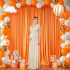 40x10FT Orange Backdrop Curtains for Wedding Parties, Wrinkle Free Polyester Photography Backdrop Drapes for Wedding Baby Shower Birthday Parties Stage Background Stand Decorations 4x10ft,10 Panels - Image 3