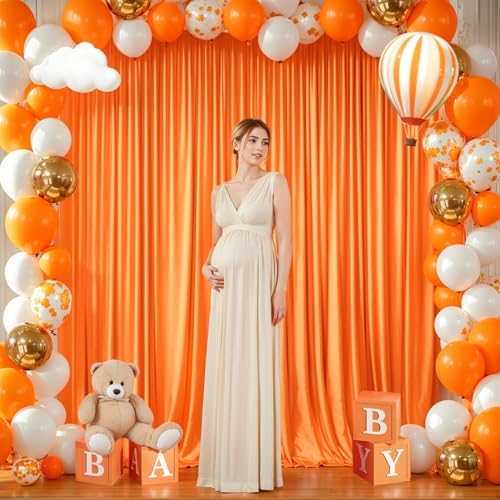 24x10FT Orange Backdrop Curtains for Wedding Parties, Wrinkle Free Polyester Photography Backdrop Drapes for Wedding Baby Shower Birthday Parties Stage Background Stand Decorations 4x10ft,6 Panels - Image 6