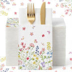 Potchen 100 Pcs Linen Feel Napkins Disposable, Floral by Potchen