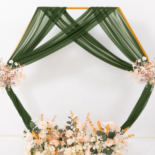 Sheer Gauze Wedding Arch Draping Fabric 29" x 20 FT 4 Panel Moss Green - Image 6