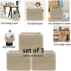 COMFY-HOMI 3PACK Cotton Rope Square Basket with Handles for Shelves| Storage|Baby Basket for GIF|Shoe Basket for Organizing|New13.5" x 11" x 9.5" for Living Room - Image 7