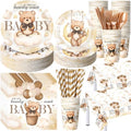 Funnymoom 452 Pcs Brown Bear Baby Shower Party Supplies for 50 Guests by Funnymoom