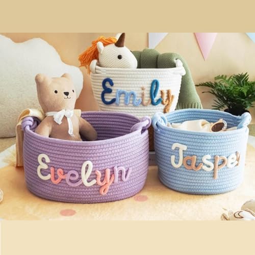 Personalized Rope Cotton Baby Gift Basket,Newborn Shower Toy Organizer Nursery Gift (36 * 25 * 16cm) - Image 7