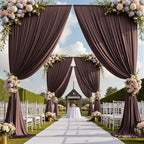 30ftx15ft Brown Backdrop Curtains for Parties, Wrinkle Free Polyester Brown Photo Backdrop Drapes 6 Panels 15 ft Long Back Drop Cloth for Wedding Birthday Photography Background Party - Image 3