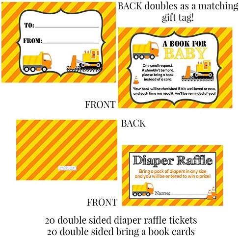 Amanda Creation Baby Under Construction Baby Shower Bundle, Party Supplies for 20 with Invitations, Games, Favor Stickers, Candy & Water Bottle Labels - Image 3