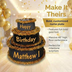 Anderson's Black & Gold Personalized Pop-Out Birthday Cake, Life-Size Faux Cake with Fun Font, Custom Name, Surprise Reveal Prop for Milestone Parties, Photo Ops, Store or Business Events - Image 6