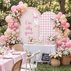 2 Pcs 7.2ft 6ft One Silly Goose Arch Backdrop Cover,Pink,Stylish - Image 6