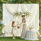 50FT x 15FT Wrinkle-Free Ivory Backdrop Curtains for Wedding, 10 Panels Ivory Fabric Photo Background Drapes for Wedding Reception, Birthday, Bridal & Baby Shower Decorations Photography - Image 2
