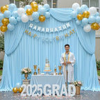 10ft x 10ft Baby Blue Backdrop Curtains Wrinkle Free Polyester Drapes - Image 3