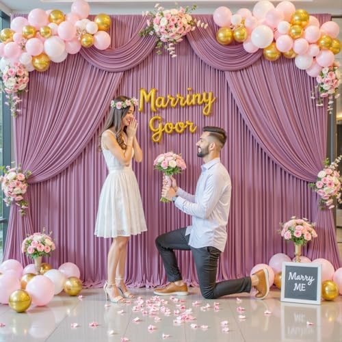 10ft x 10ft Dusty Pink Backdrop Curtain for Parties Rose Wrinkle Free Backdrop Drapes Panels for Baby Shower Birthday Party Wedding Photo Photography Polyester Fabric Background Decoration - Image 3