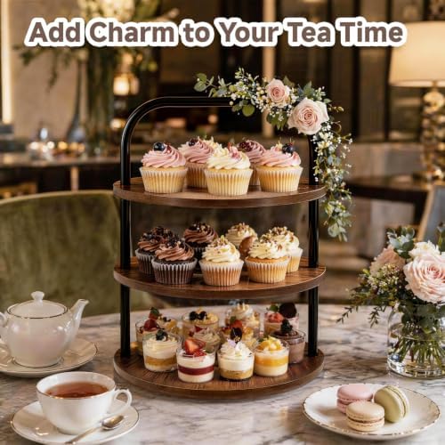 Cupcake Stand, 3 Tier Large Rustic Wooden Cupcake Tower for 50 Cupcakes - Image 5