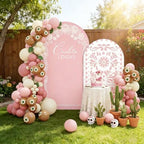 2 Pcs Cielito Lindo Arch Backdrop Covers,Set of 2(7.2FT/6.6FT) Pink Talavera Floral Arch Fabric Cover for Mexican Wedding Birthday Baby Shower Party Decoration - Image 7