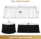 17ft Black Satin Table Skirt for Rectangle & Round Table Teacher Desk Skirt - Image 4