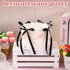 JarThenaAMCS 6 Inch Fake Cake with Black Bows Round Artificial Cake Coquette Dessert Decor for Birthday Wedding Party Display Photo Props Supplies - Image 4