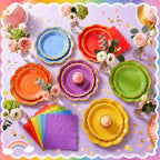 144 Pcs 48 Guests Rainbow Party Supplies Paper Plates and Napkins - Image 3
