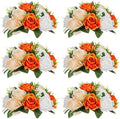 NUPTIO Flower Ball Arrangement Bouquet - 6 Pcs 9.5 inch Diameter Orange Fake Flowers Roses Balls for Centerpieces Tables - Artificial Rose Arrangements for Wedding Centerpiece Table Decorations by Nuptio