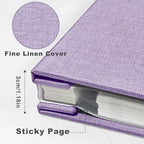 Large Photo Album Self Adhesive, DIY Scrapbook Album for 3x5 4x6 8x10 Pictures, 60 Pages Light Purple Linen Cover Memory Book, Ideal Gift for Family Wedding Baby Christmas Anniversary - Image 3