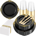 Hioasis 175 Pcs Black Gold Plates for Graduation by Hioasis