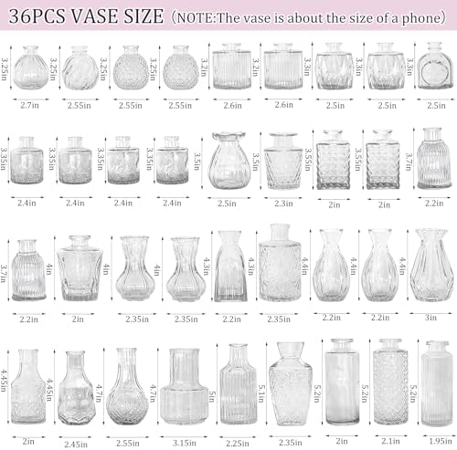 Set of 36 Glass Bud Vases Small Flower Vases for Centerpieces - Image 2