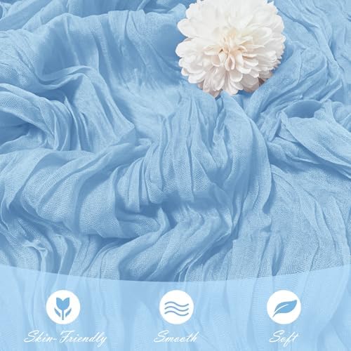 30 Pack Baby Blue Cheesecloth Table Runner 17 x 108 inch Cheese Cloth Table Runners 9ft Blue Table Runner Rustic Romantic Sheer Gauze Runner for Wedding Party Baby Shower Table Decoration - Image 5