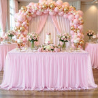 Baby Pink Table Cloth Spandex Table Covers 6ft Fitted Tulle Tablecloth Rectangular Desk Skirt Stretch Light Pink Table Cloths Covers Party Banquet Birthday Baby Shower Wedding Table Cloth, 2 Pack - Image 4