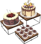 ELITEROO Buffet Risers, 3 Pack Wood Risers Display Stand, Square Food Riser by ELITEROO