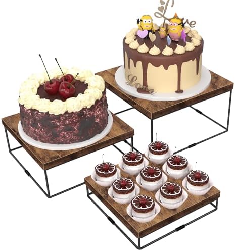 ELITEROO Buffet Risers, 3 Pack Wood Risers Display Stand, Square Food Riser by ELITEROO