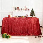 SquarePie Sequin Tablecloth 90x132 Inch Red for Christmas Wedding Party - Image 2