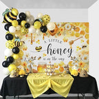 Mocsicka Bee Baby Shower Backdrop - A Little Honey is on The Way Party Decorations Banner for Kids Honeycomb Bumble Bee Photography Background (Yellow, 10x7ft(120"x82")) - Image 5